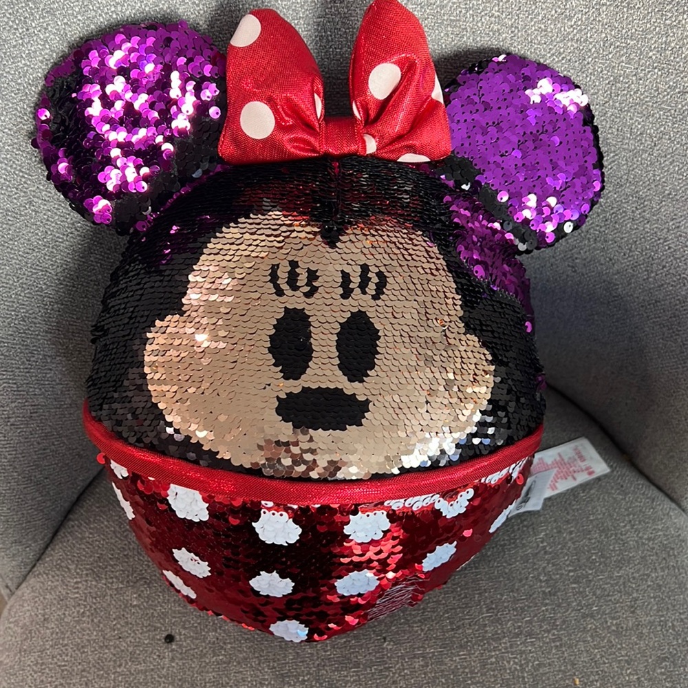 Disney Minnie Mouse reversible sequin round plush doll 14inch doll